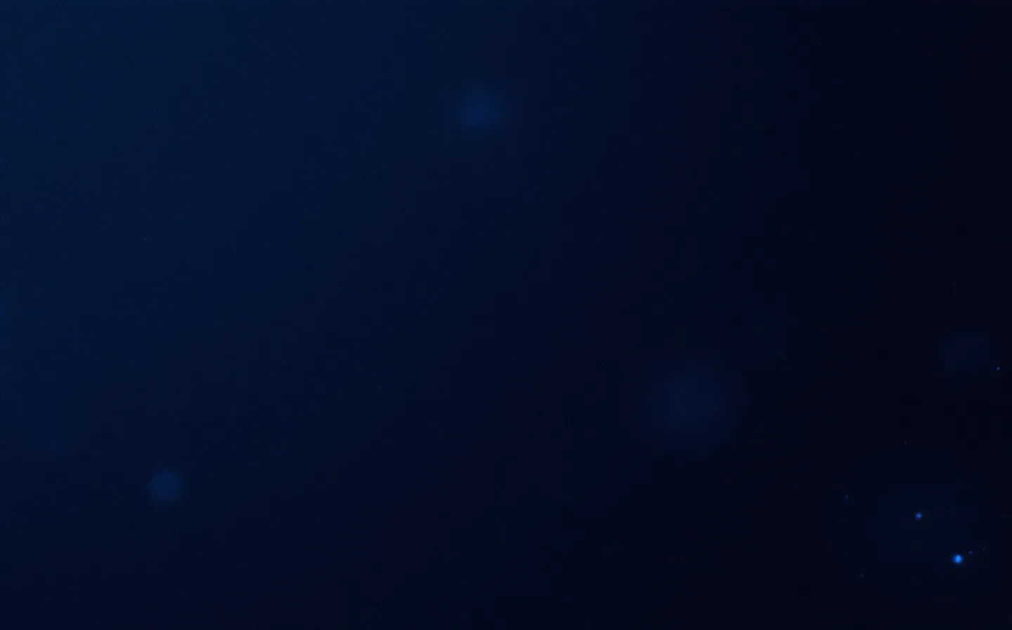 Abstract blue heptapeptide chain over a calm neural field on a deep navy background